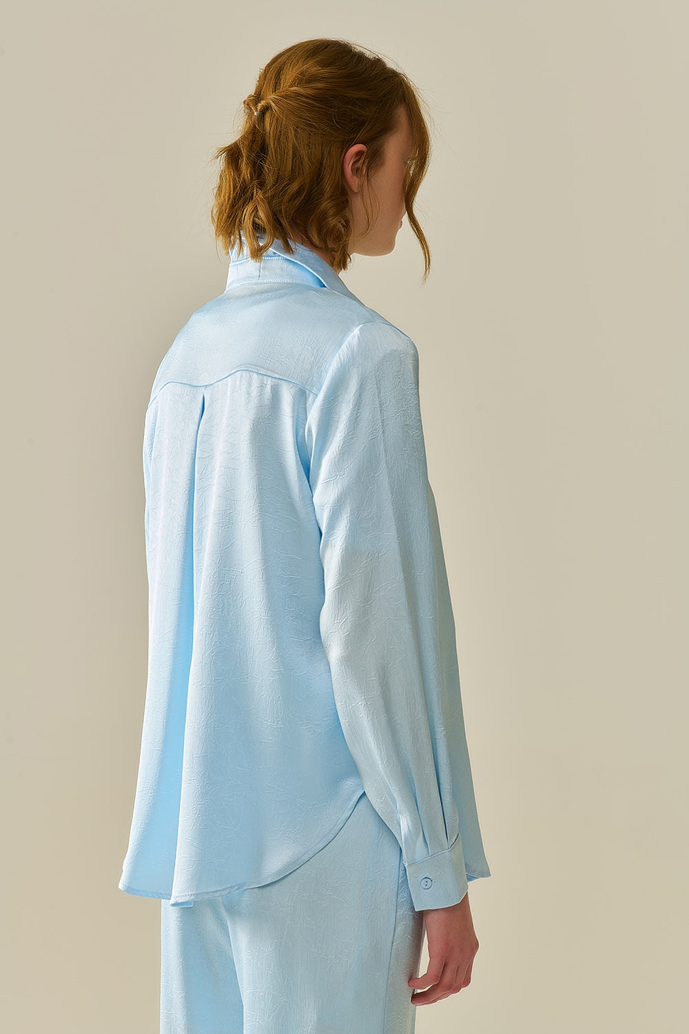 Baby Blue Buttoned Shirt in Satin