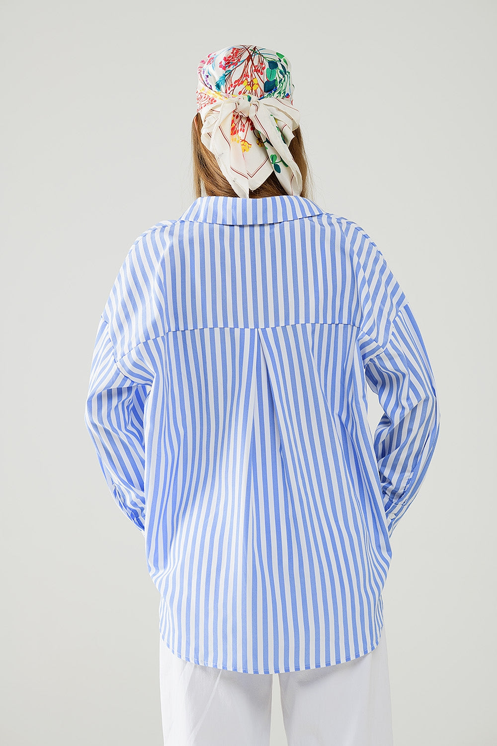 Relaxed Light Blue Striped Blouse