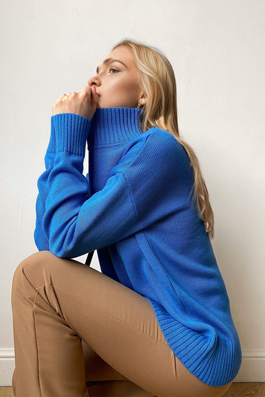 Basic Bae Turtleneck Dropped Shoulder Long Sleeve Sweater