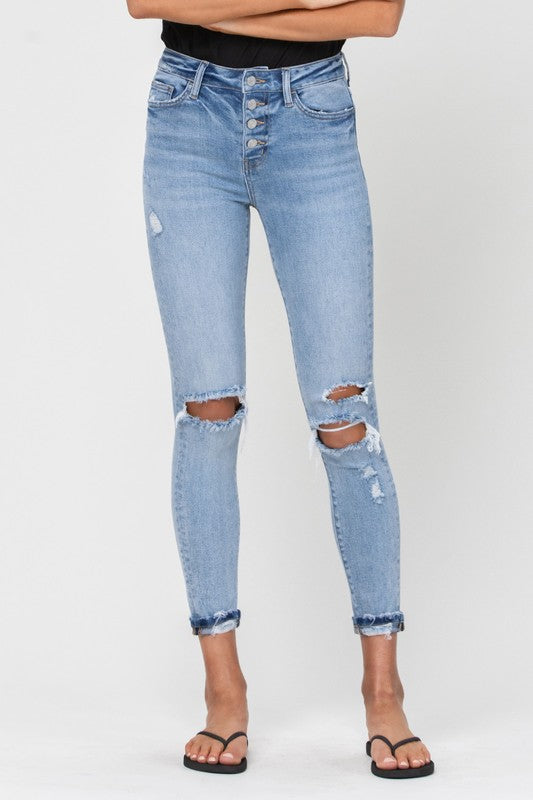 Vervet Daphne Button Up Skinny Jeans