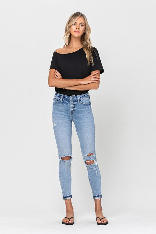 Vervet Daphne Button Up Skinny Jeans