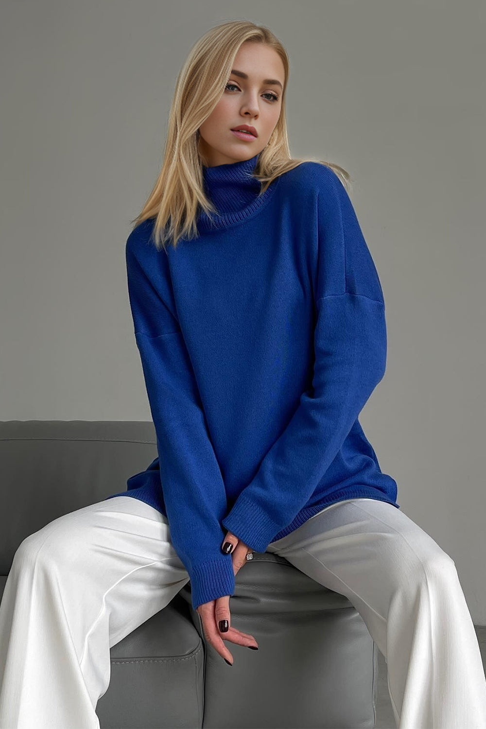 Basic Bae Side Slit Turtleneck Sweater