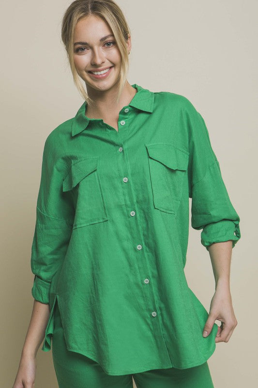 Linen Oversized Button Down Shirt