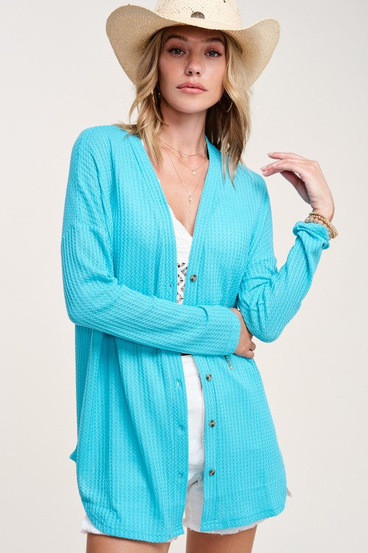 Greta Lightweight Waffle Cardigan