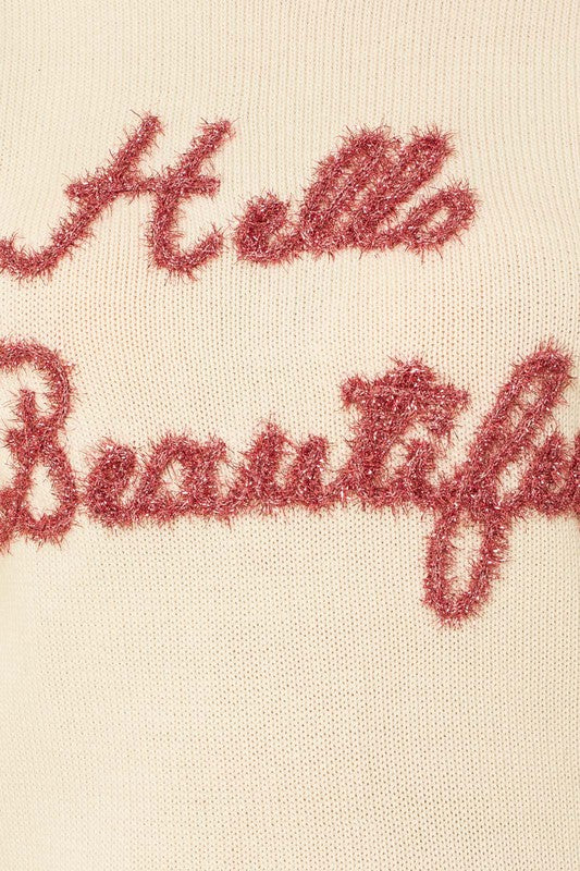 Hello Beautiful Script Sweater