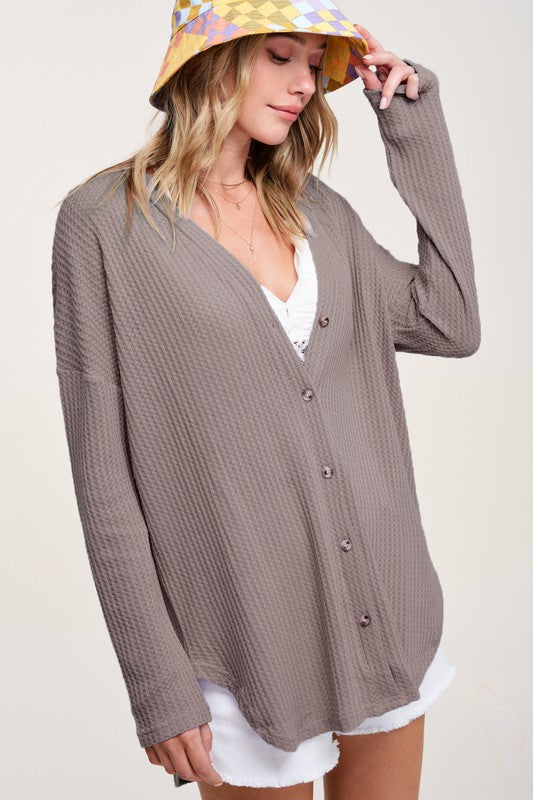 Greta Lightweight Waffle Cardigan