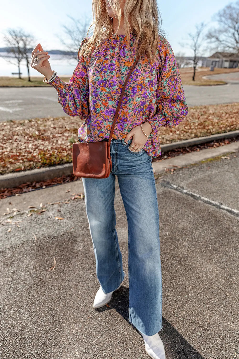 Floral Print Long Sleeve Blouse