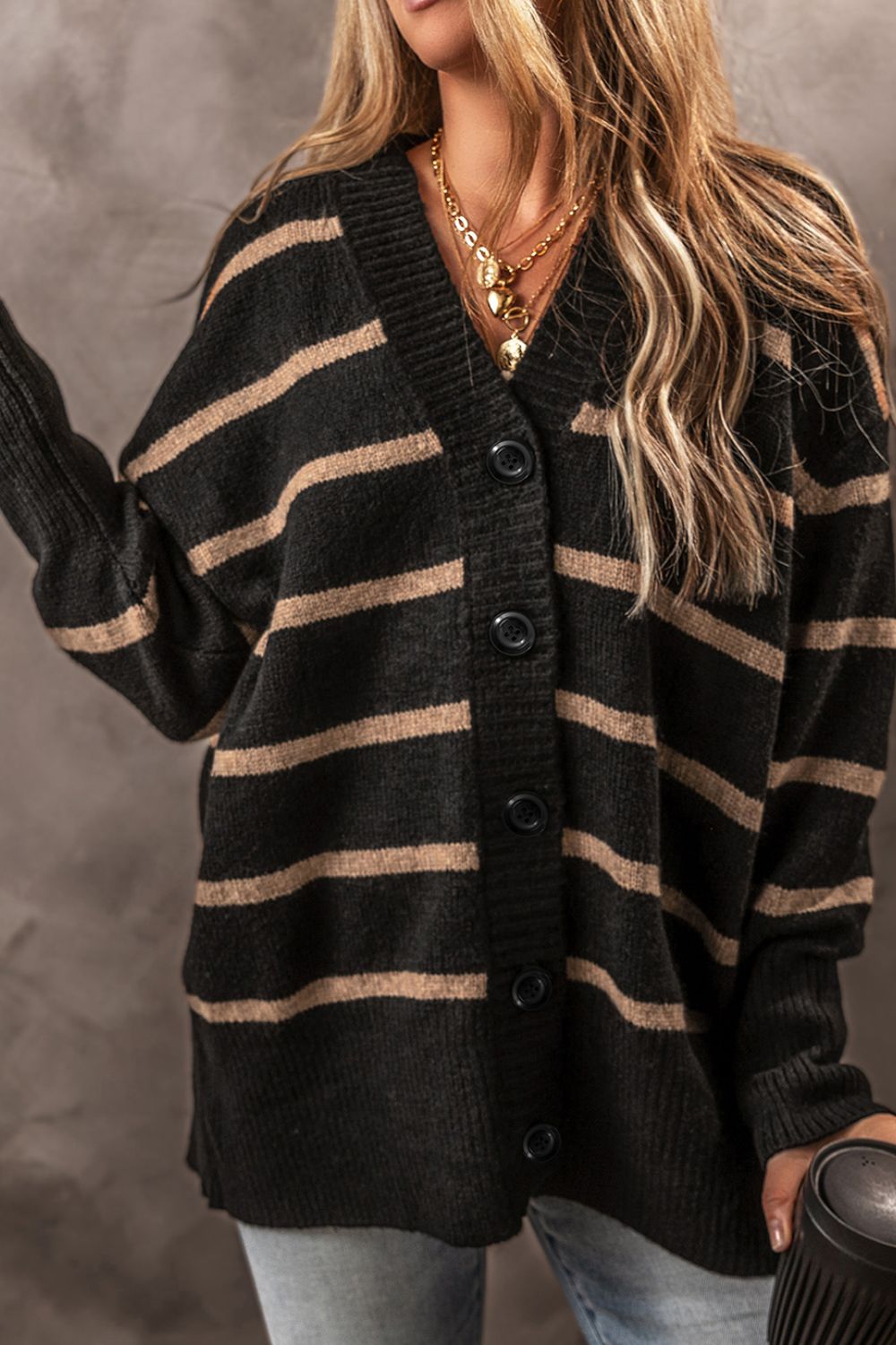 Striped Button Down Cardigan