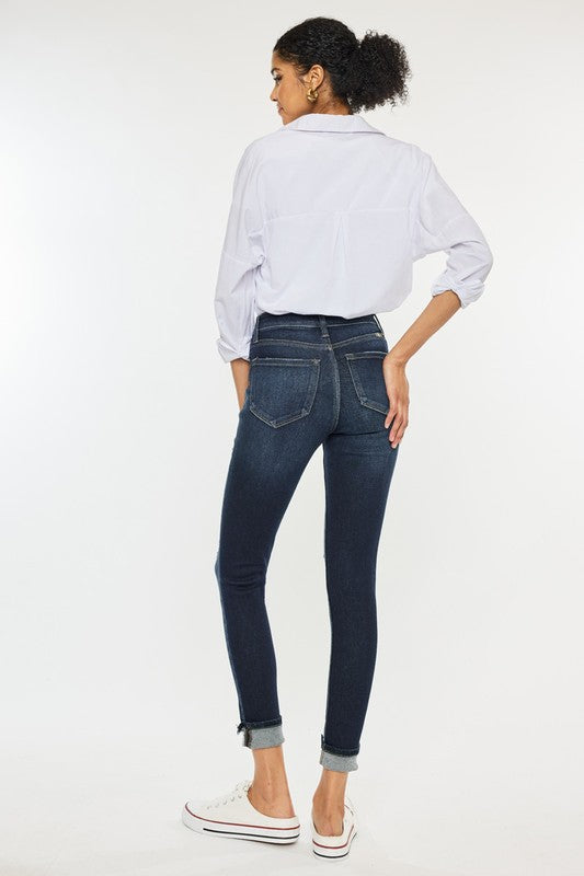 Kailey High Rise Button Down Skinny Jeans