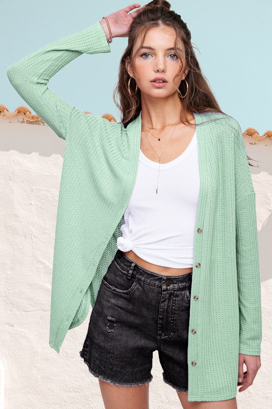 Greta Lightweight Waffle Cardigan