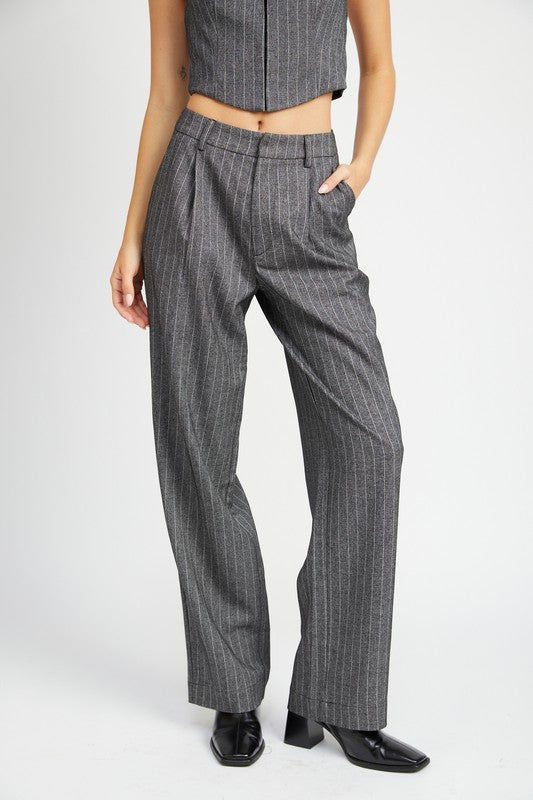 Melanie Pinstriped Loose Fit Pants