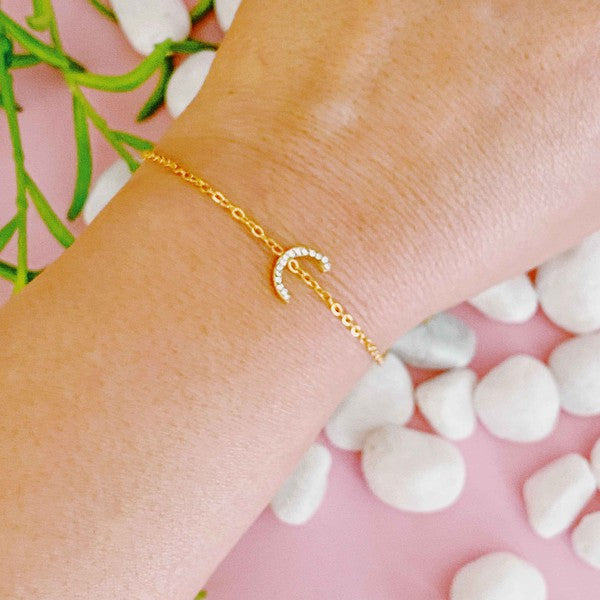 Dainty Sparkle Initial Bracelet