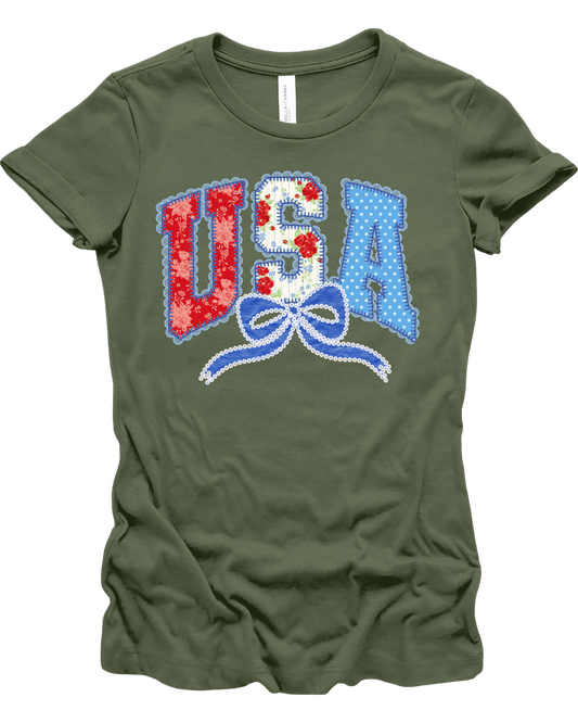 USA Faux Applique with Bow