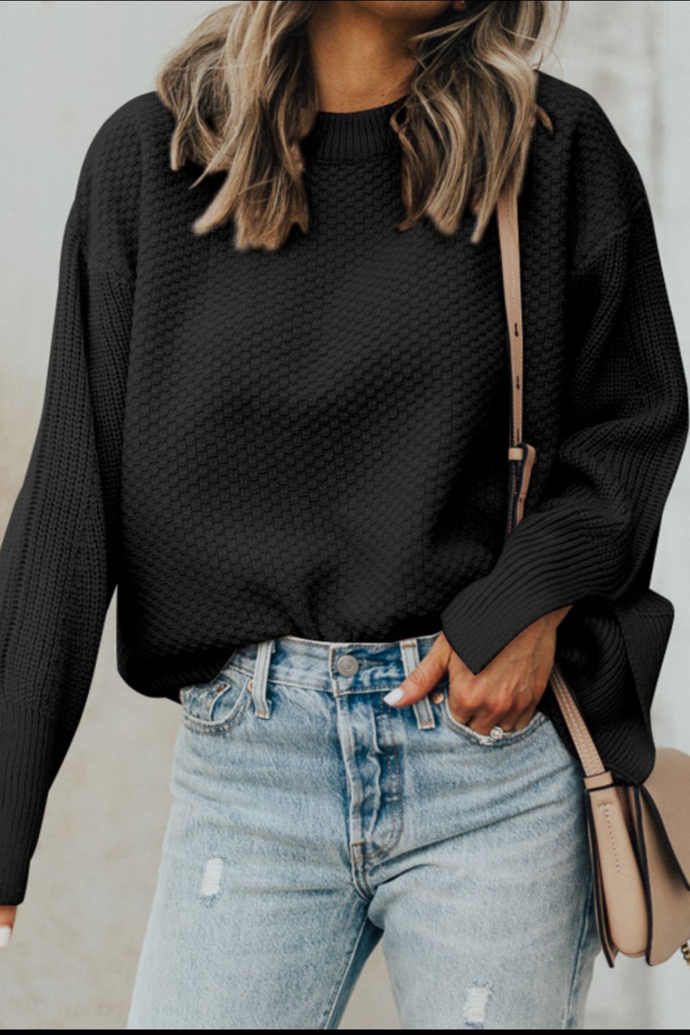 Slit Cuff Long Sleeve Sweater