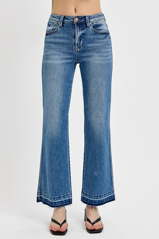 RISEN Raw Hem Ankle Bootcut Jeans Plus Size