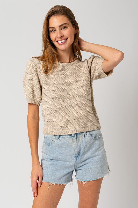 Puff Sleeve Round Neck Sweater