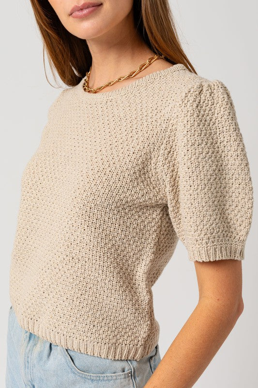 Puff Sleeve Round Neck Sweater