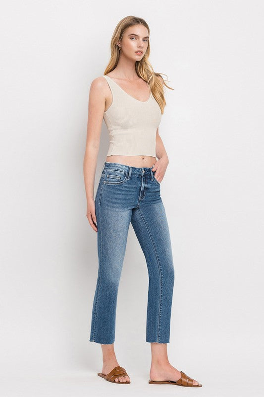 Daffodil Mid Rise Crop Slim Straight Jeans