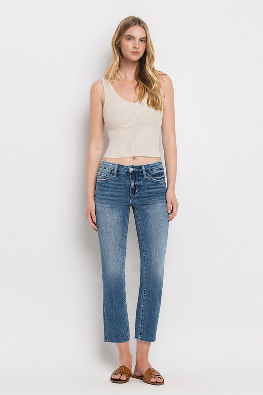 Daffodil Mid Rise Crop Slim Straight Jeans