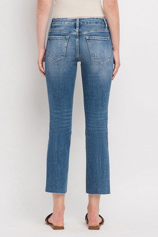 Daffodil Mid Rise Crop Slim Straight Jeans