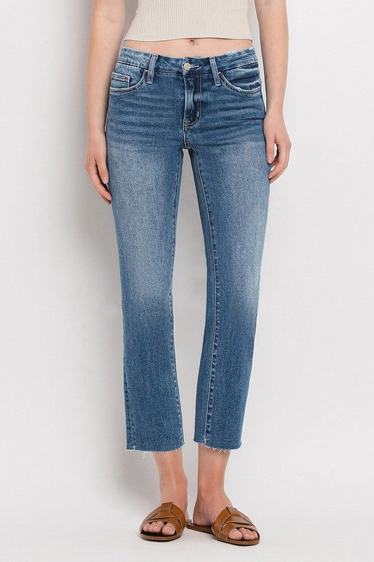 Daffodil Mid Rise Crop Slim Straight Jeans