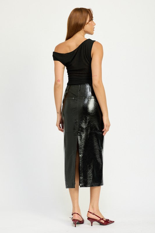 Fitted PU Pencil Skirt