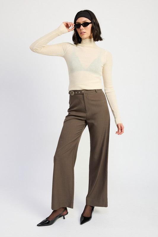 Adjustable Trouser Pants with Buckle