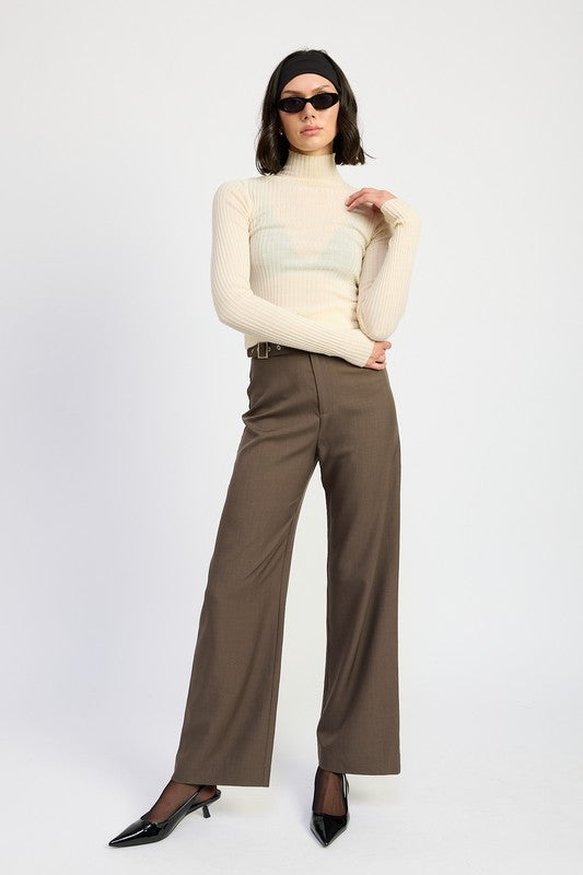 Adjustable Trouser Pants with Buckle