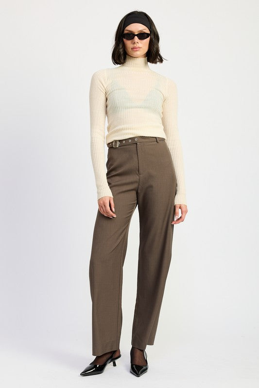 Adjustable Trouser Pants with Buckle