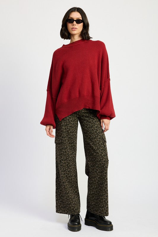 Mid Rise Wide Leg Cargo Leopard Jeans