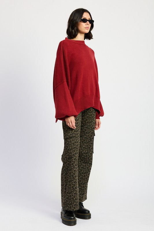 Mid Rise Wide Leg Cargo Leopard Jeans