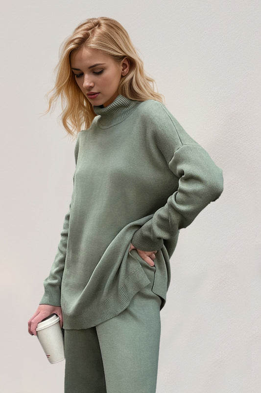 Basic Bae Side Slit Turtleneck Sweater