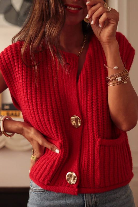 Chunky Button Down Sweater Vest