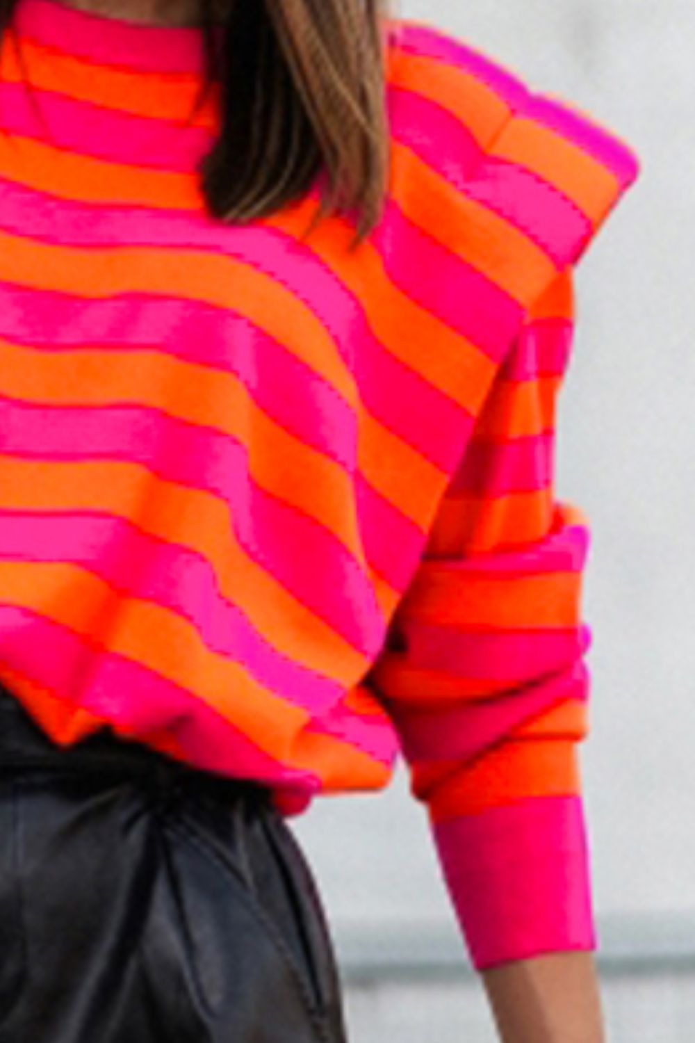 Orange and Pink Shoulder Detail Sweater