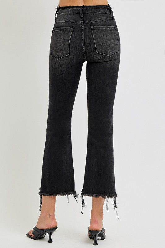 RISEN Raw Hem Cropped Flare Jeans