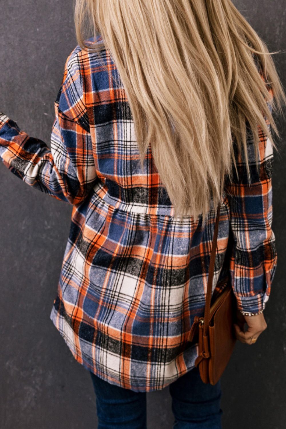 Relaxed Peplum Flannel Plaid Shirt