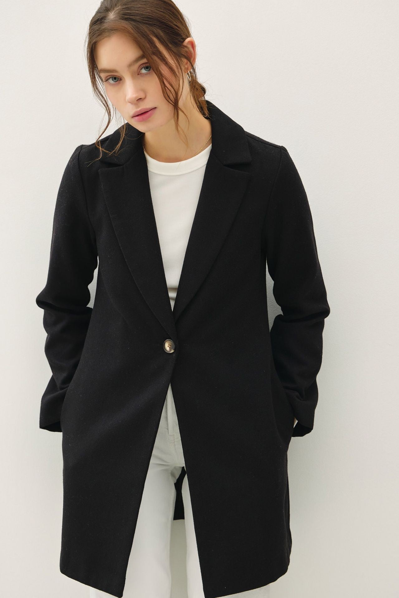 Be Cool Single Button Coat with Pockets