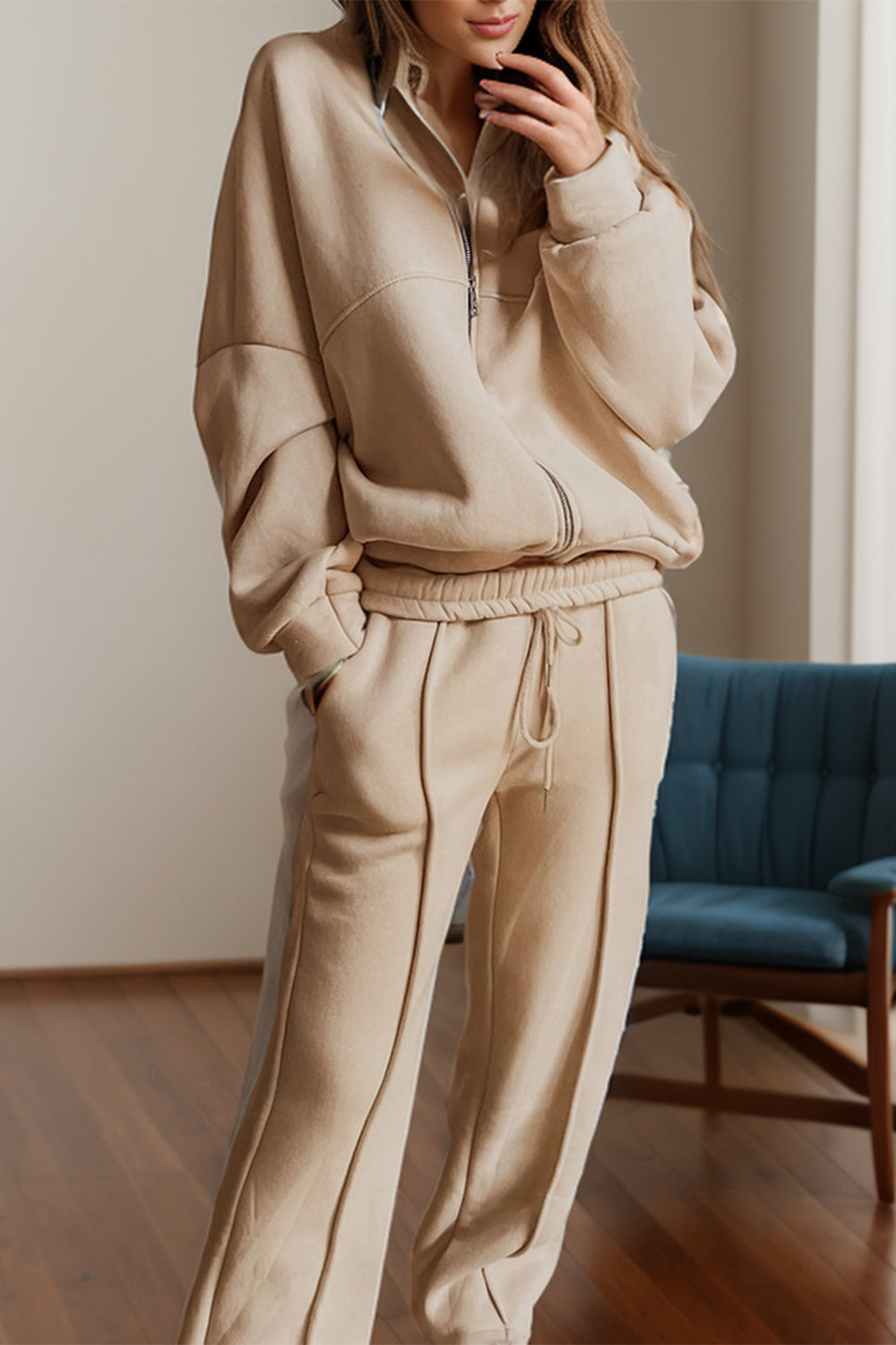 Casual Zip Up Jacket and Pants Set