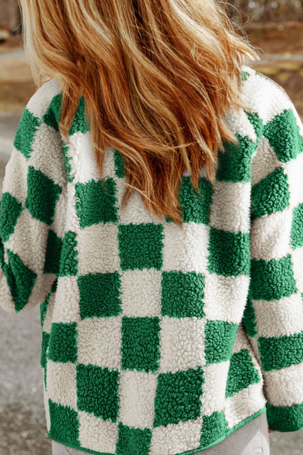 Green Checkered Snap Down Jacket