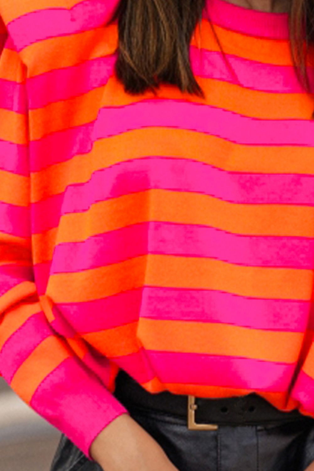 Orange and Pink Shoulder Detail Sweater