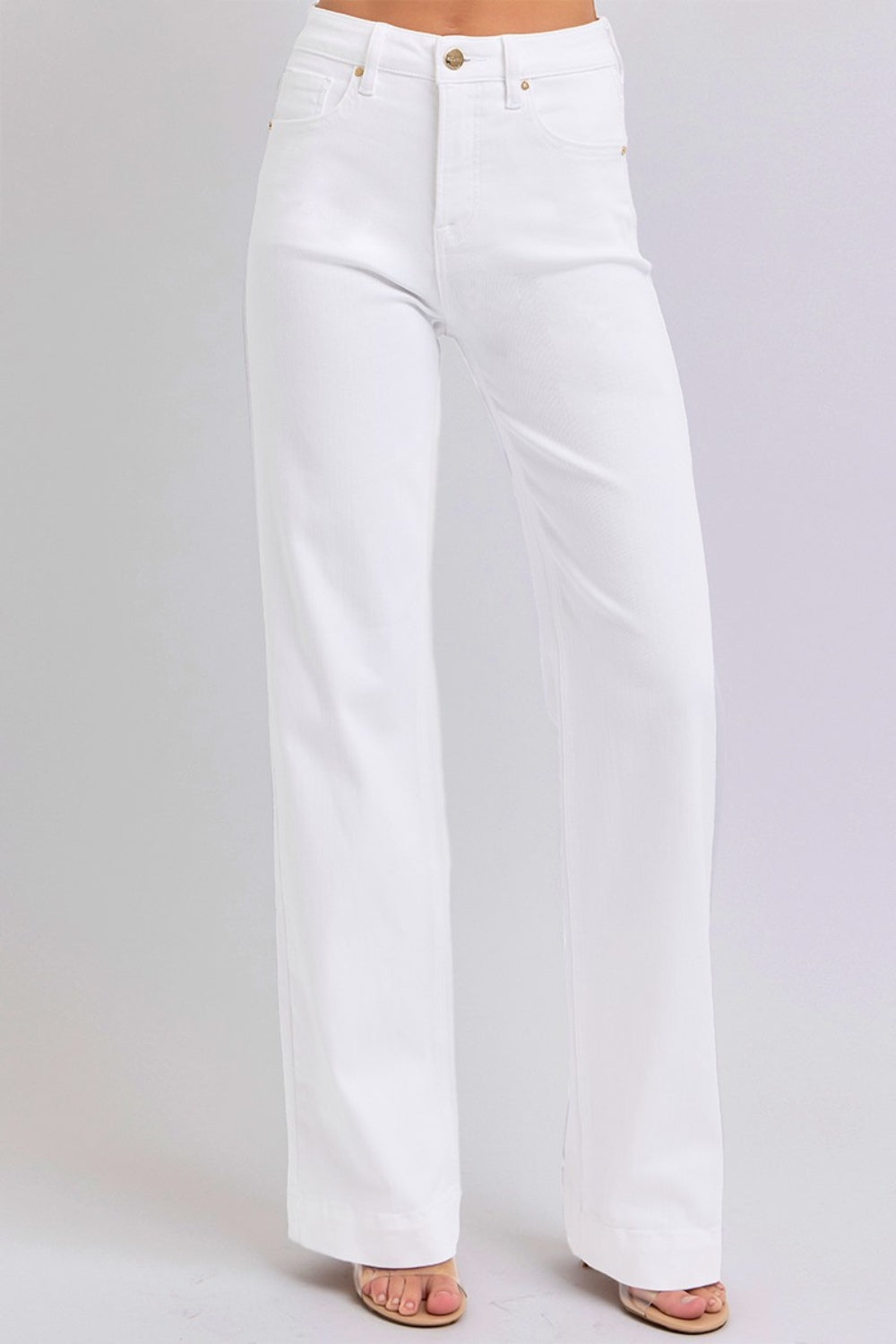 RISEN High Waist Straight Jeans in White