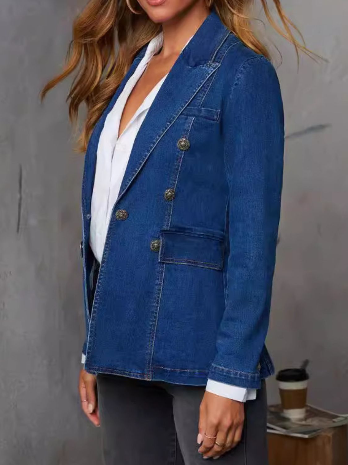 Collared Denim Blazer