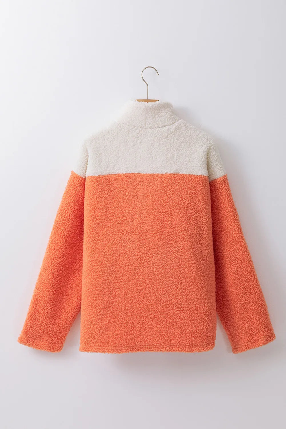 Contrast Half Zip Fuzzy Pullover