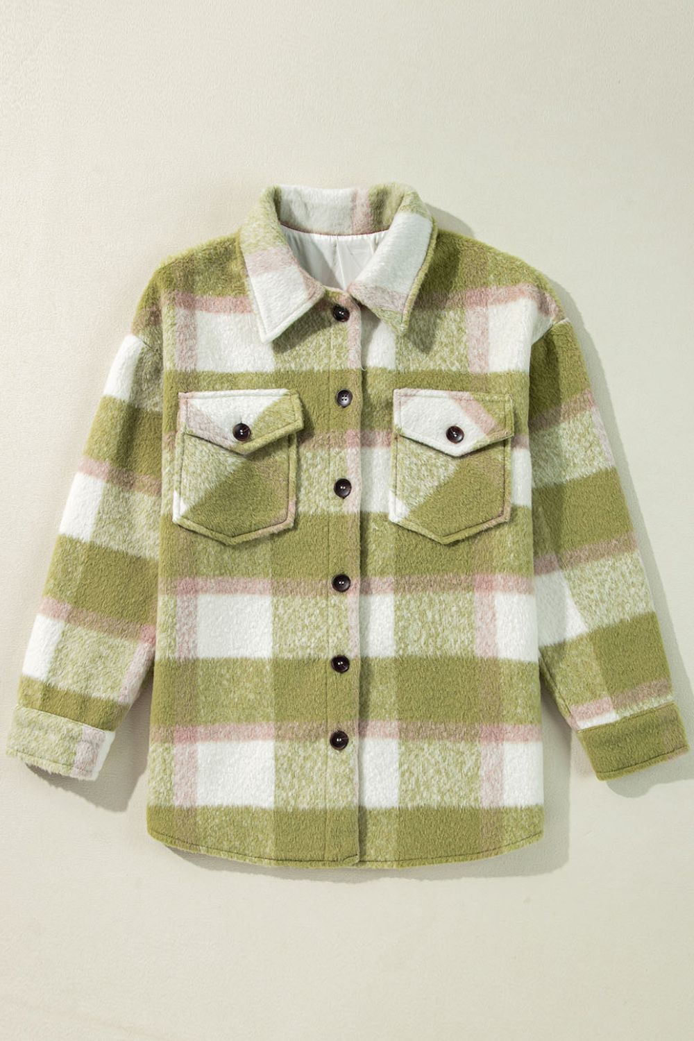 Pocketed Olive Plaid Shacket