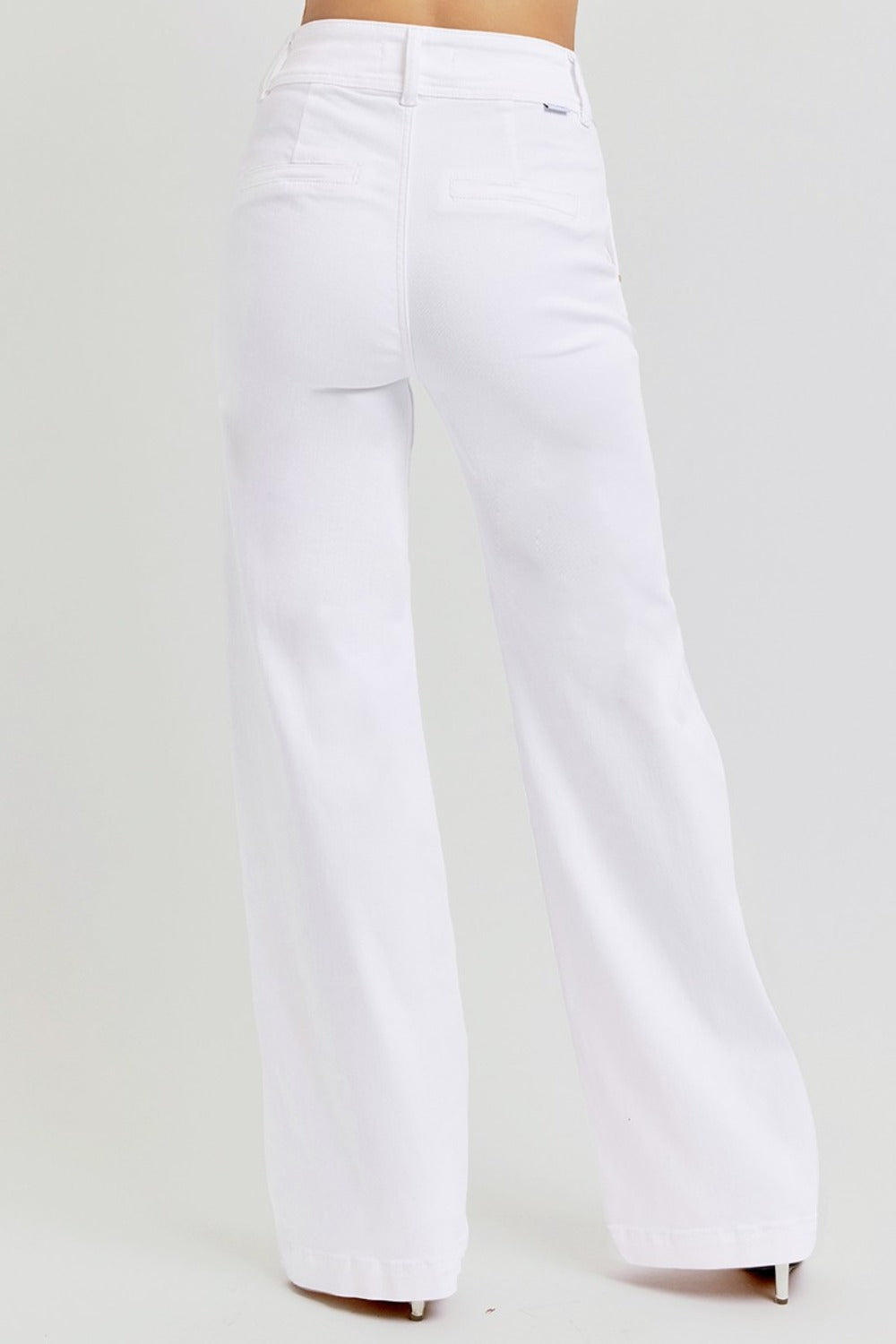 RISEN Tummy Control White Wide Leg Jeans