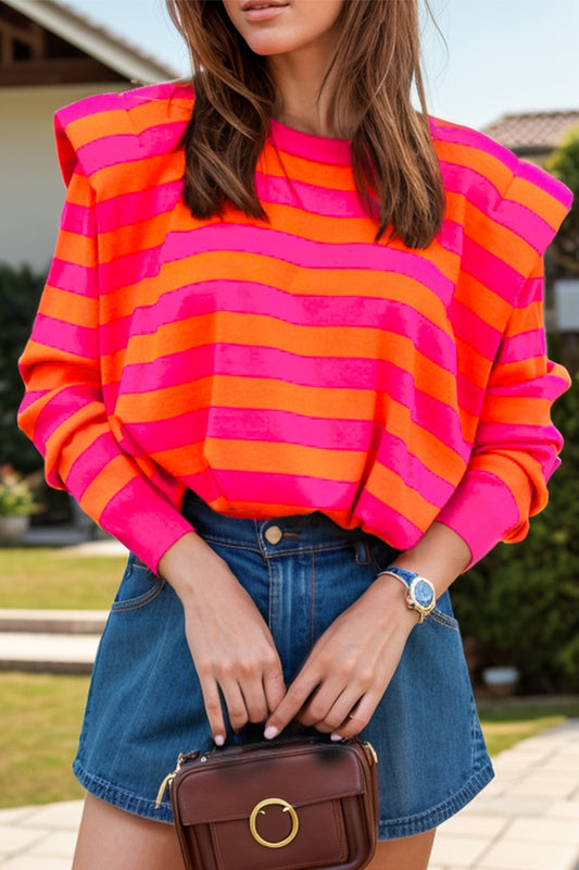 Orange and Pink Shoulder Detail Sweater