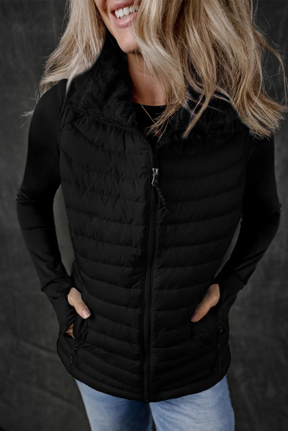 Zip Up Vest with Fuzzy Lining