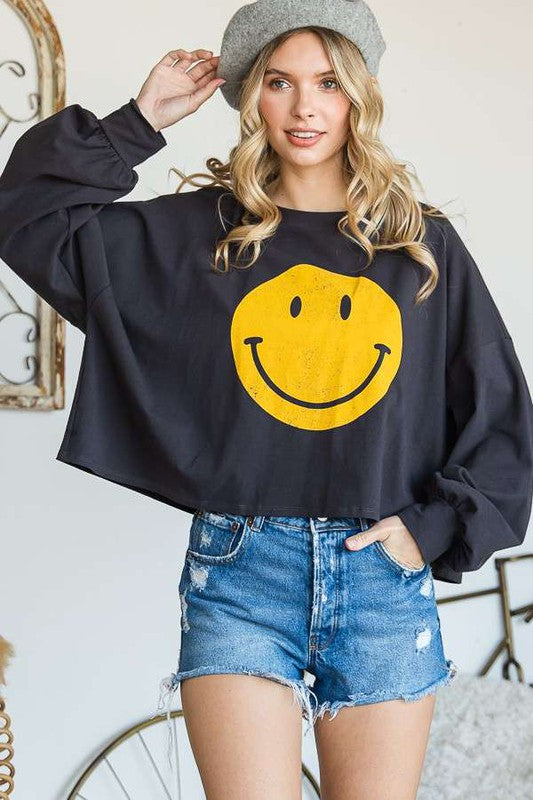 Smiley Face Crop T-Shirt