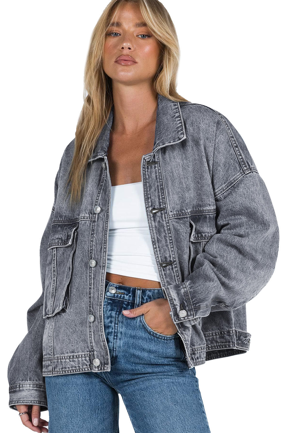 Collared Button Up Denim Jacket