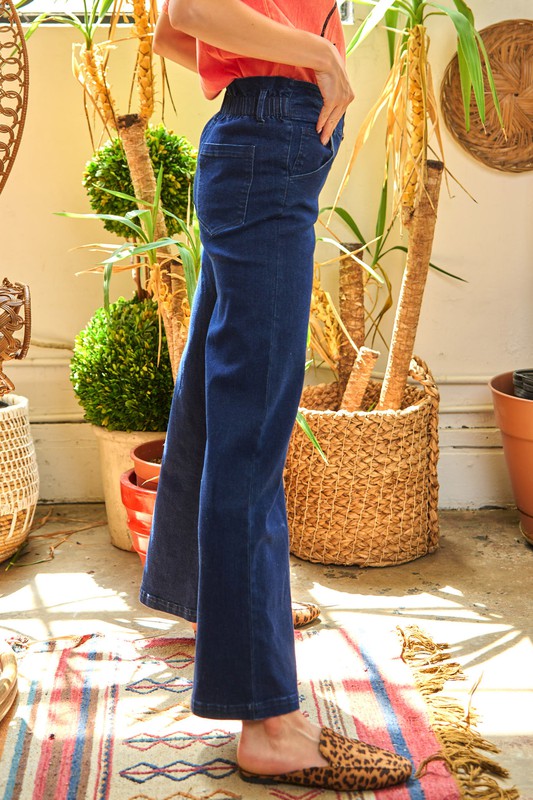 High Waisted Button Up Wide Leg Jean